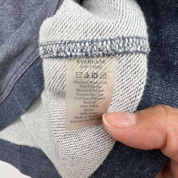 Everlane The Crew Pullover Sweatshirt Cotton Women’s M Blue Marled Loungewear - Picture 4 of 6